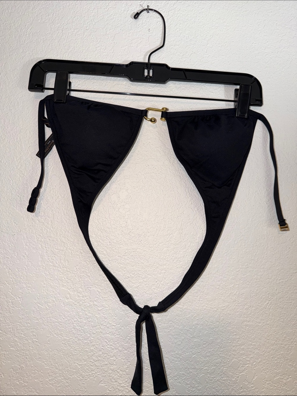 BCBGMaxAzria Black Bikini Top with Subtle Gold Accent